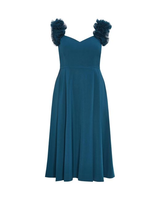 City Chic Blue Plus Size Roselyn Ruffle Tulle Midi Dress