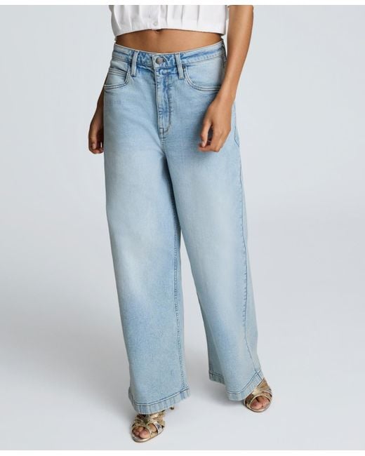 Kenneth Cole Blue Slouchy High-rise Wide-leg Jeans