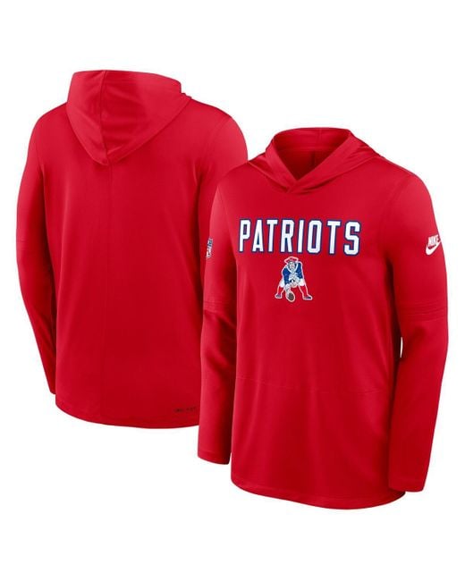 Nike Red New England Patriots Alt Pack Pass Accuracy Performance Long Sleeve Hoodie T-shirt for men