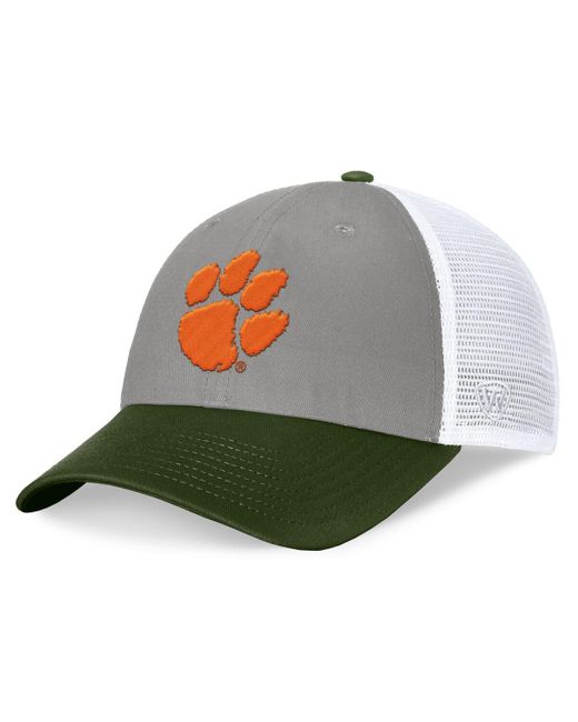 Top Of The World Gray/green Clemson Tigers Oht Military Appreciation Badge Trucker Adjustable Hat for men