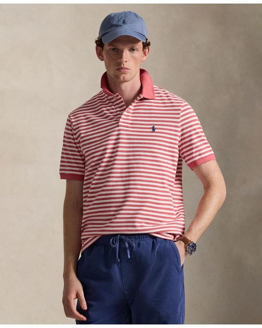 Polo Ralph Lauren Red Classic-fit Striped Mesh Polo Shirt for men