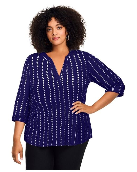 Avenue Blue Split-neck Foil Top