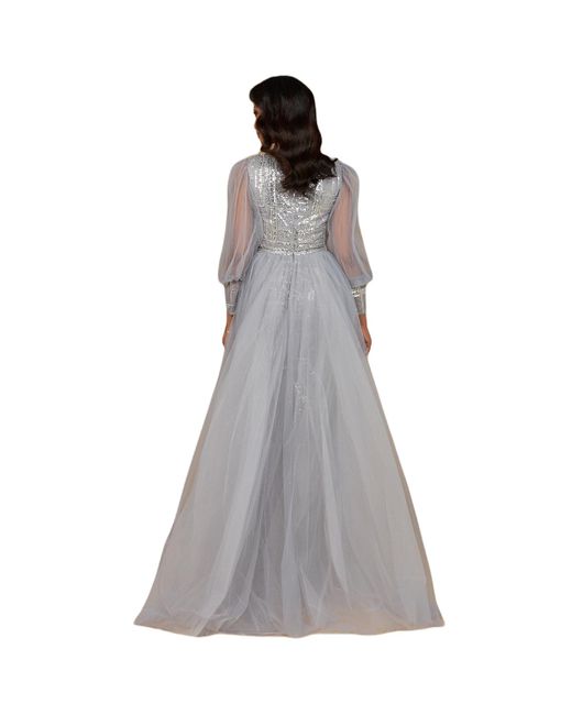 Lara Gray Long Sleeve Lace Gown