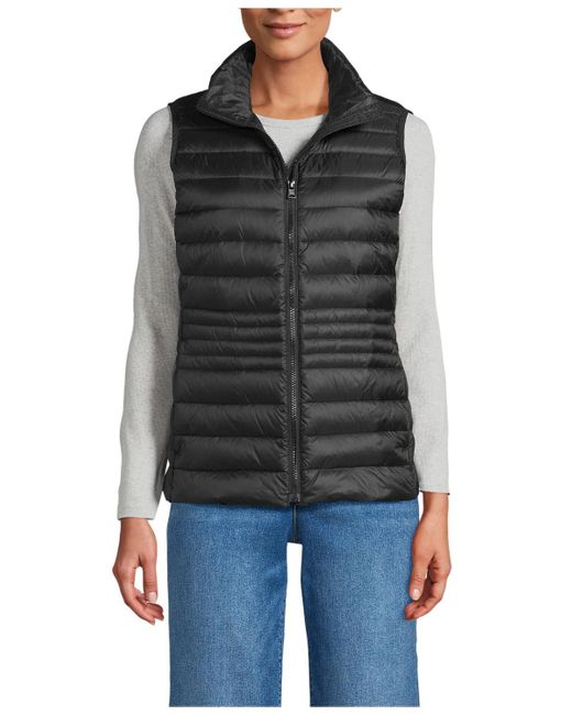 Lands' End Black Petite Wanderweight Packable Down Vest