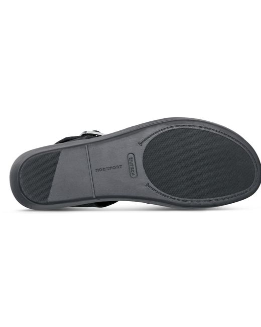 Rockport Black Anala Strappy Open Toe Casual Wedge Sandals