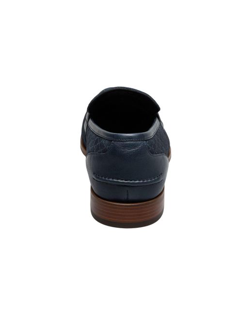 Stacy Adams Blue Brinkley Moc Toe Metal Bit Slip On Shoe for men