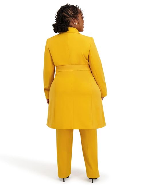 Kasper Yellow Three Button Patch Pocket Trench Coat