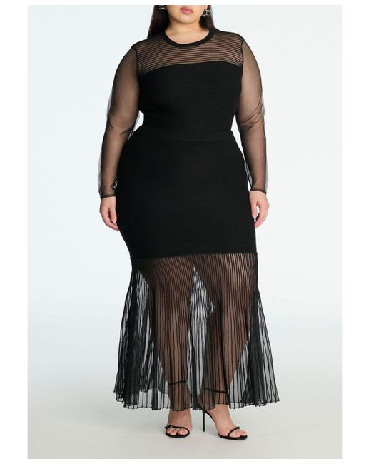Eloquii Black Plus Size Horizontal Ribbed Sweater