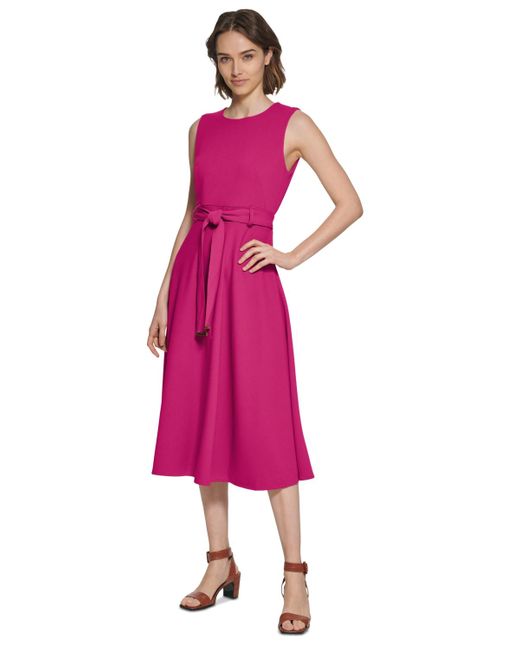 Calvin Klein Pink Belted A-line Dress
