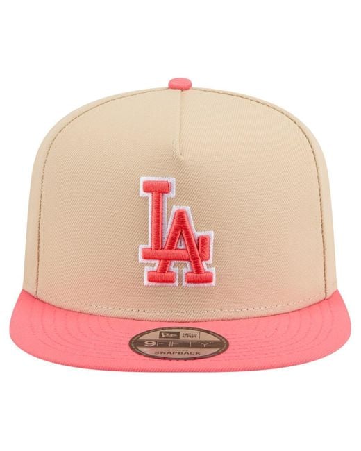 KTZ Pink Light Beige/coral Los Angeles Dodgers Color Pack A-frame 9fifty Snapback Hat for men