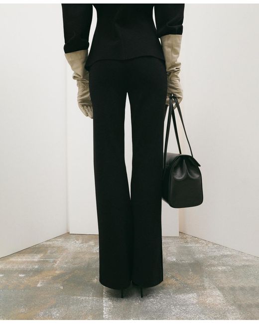 Mango Black Side Slit Knit Pants
