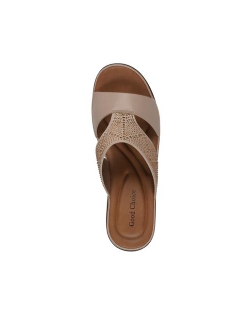 Gc Shoes Brown Everi Embellished Wedge Sandals