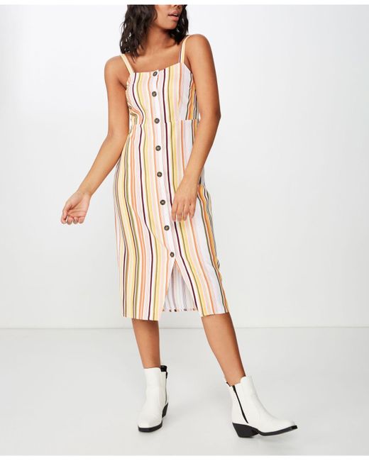 woven camila button through midi dress
