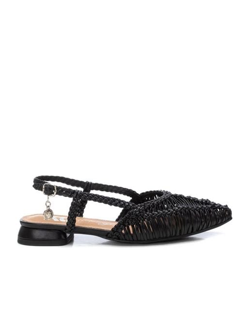 Xti Black Braided Slingback Flats By