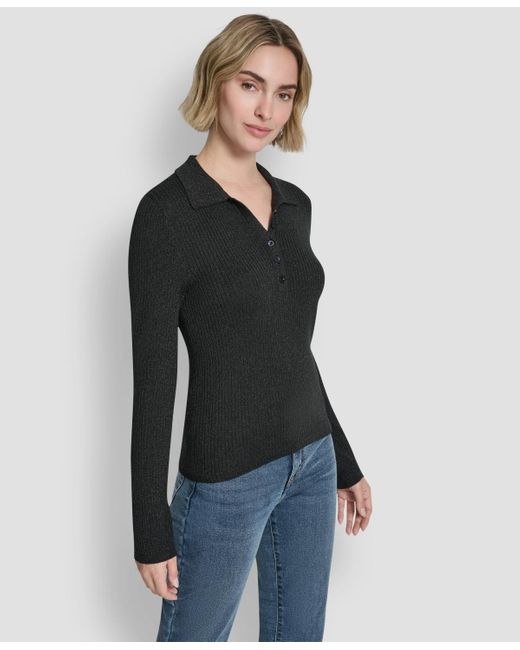 DKNY Black Ribbed Long-sleeve Sweater
