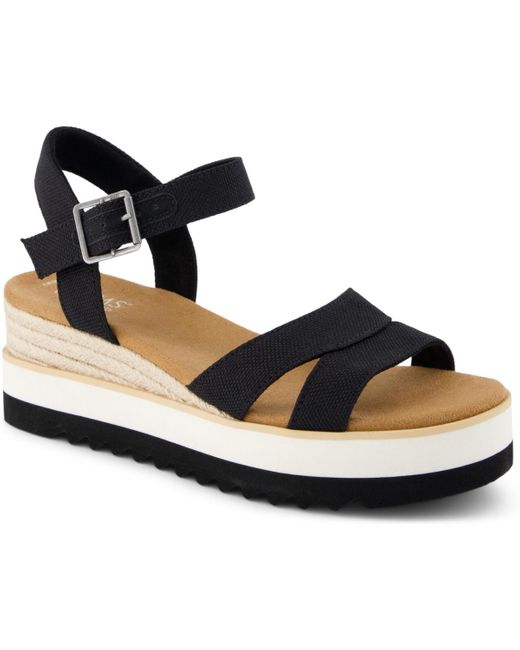 TOMS Black Louisa Open Toe Wedge Sandals