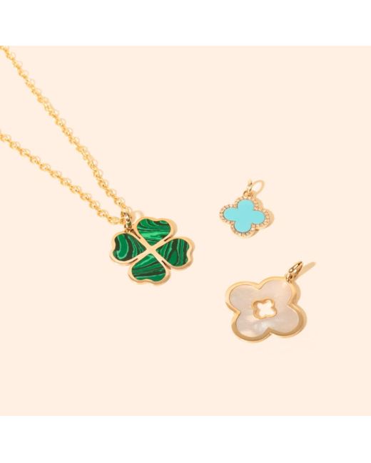 The Lovery Metallic Mother Of Pearl Clover Cut Out Charm 14k Gold
