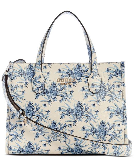 GUESS Silvana 2 Compartment Tote Floral/Cognac