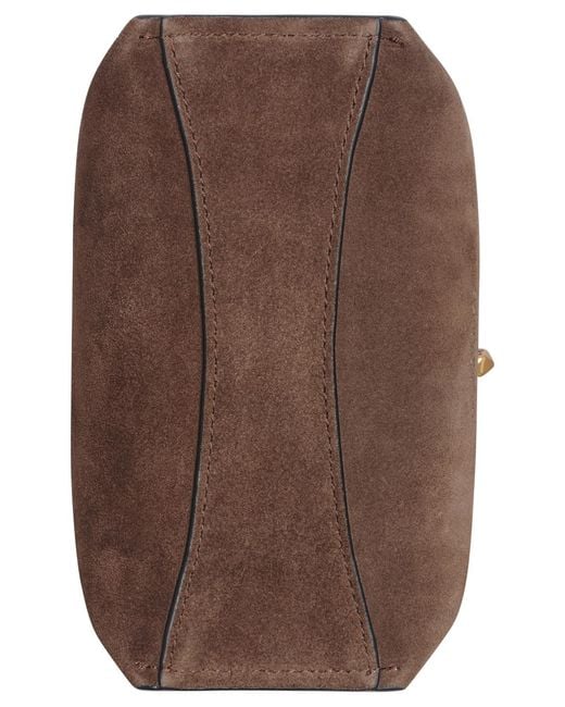 Donna Karan Brown Bridgehampton Python Suede Small Crossbody Handbag