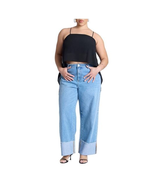 Eloquii Blue Plus Size Cascading Crop Top