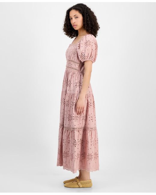 And Now This Pink Eyelet Cotton Maxi Dress