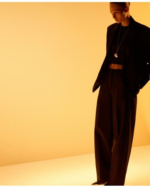 Mango Black Wool Blend Suit Pants