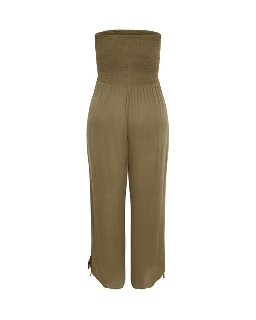 City Chic Green Plus Size Smocked Jumpsuit
