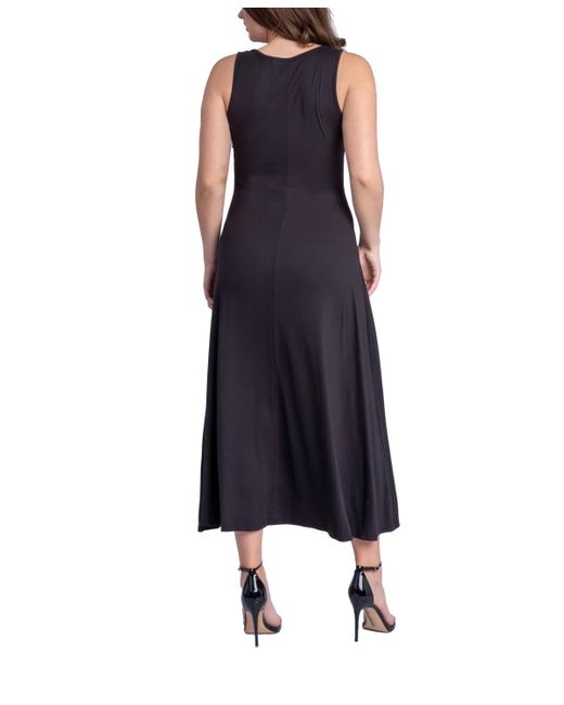 24seven Comfort Apparel Blue Relaxed Sleeveless Tunic A-line Long Dress