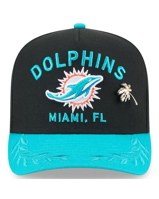 KTZ Green Black/aqua Miami Dolphins 2025 Nfl Draft On Stage A-frame 59fifty Fitted Hat for men