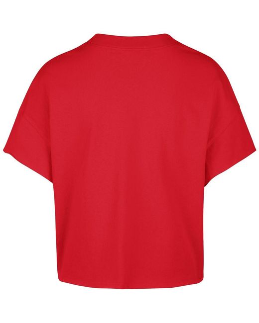 '47 Red Jack Hughes New Jersey Devils Elation Name Number Oversized Notch Neck T-shirt