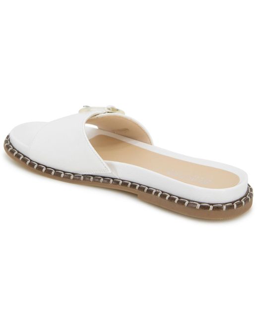 Kenneth Cole White Syrena Round Toe Flat Sandals