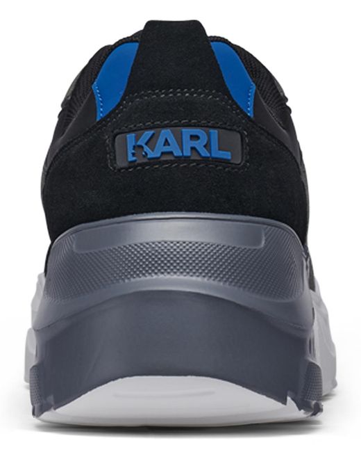 Karl Lagerfeld Blue Patent Detail Round Toe Runner Shoes for men