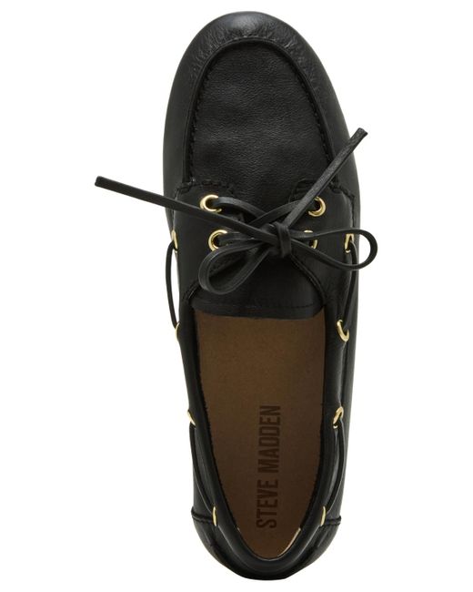 Steve Madden Black Sag Soft Boat Shoe Loafer Flats