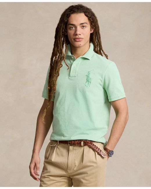 Polo Ralph Lauren Green Custom Slim Fit Big Pony Mesh Polo Shirt for men