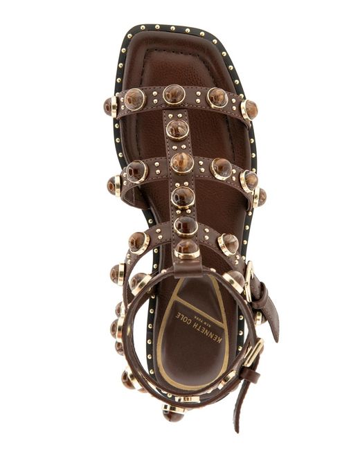 Kenneth Cole Brown Ruby Stones Gladiator Flat Sandals