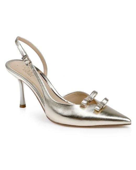Badgley Mischka Metallic Ellery Bow Evening Pumps