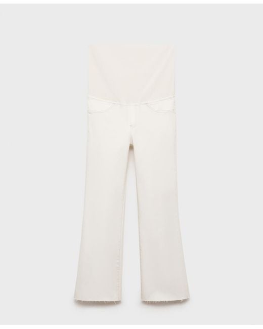 Mango Women's White Maternity Flared Cropped Jeans