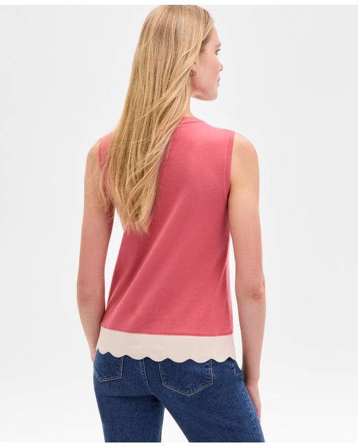 Nautica Red Cotton Scalloped-hem Tank Top