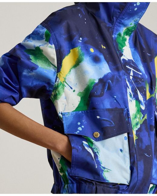 Ralph Lauren Blue Abstract-print Windbreaker Jacket