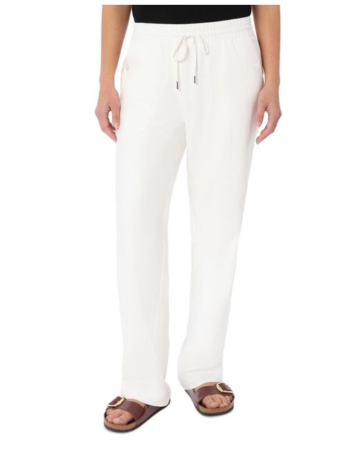 Jones New York Linen Drawstring-waist Buttoned-pocket Pants in White | Lyst