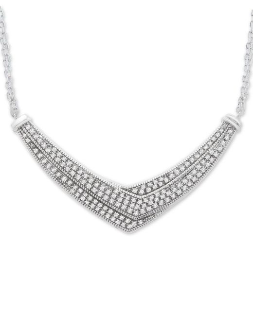 Wrapped in Love Metallic ? Diamond Pave-set Crossover Necklace In Sterling Silver (1 Ct. T.w.), Created For Macy's