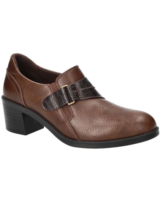 Easy Street Brown Lavelle Comfort Block-heel Slip-on Shooties