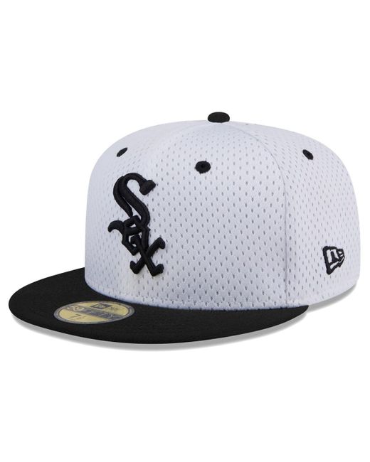 KTZ White Chicago White Sox Throwback Mesh 59fifty Fitted Hat for men