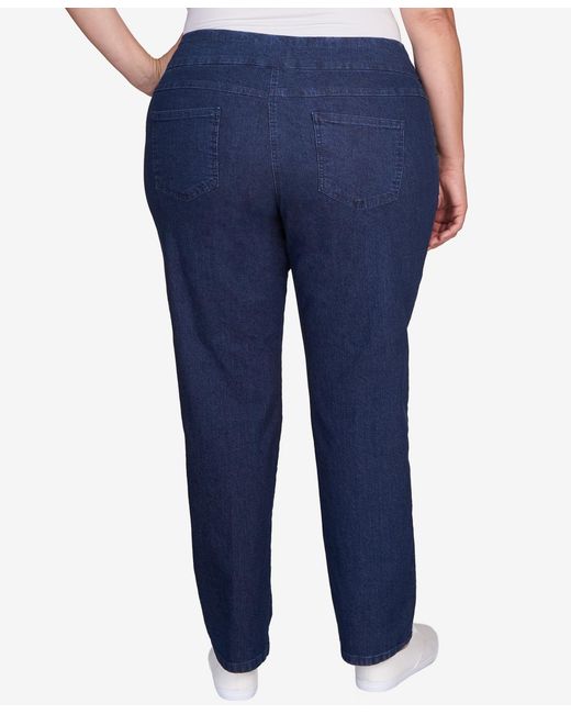Ruby Rd Blue Plus Size Pull On Denim Pants