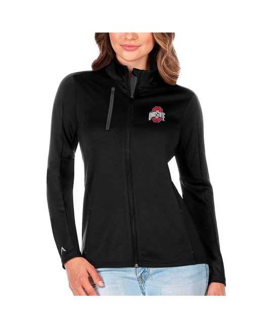 Antigua Black/silver Ohio State Buckeyes Generation Full-zip Jacket