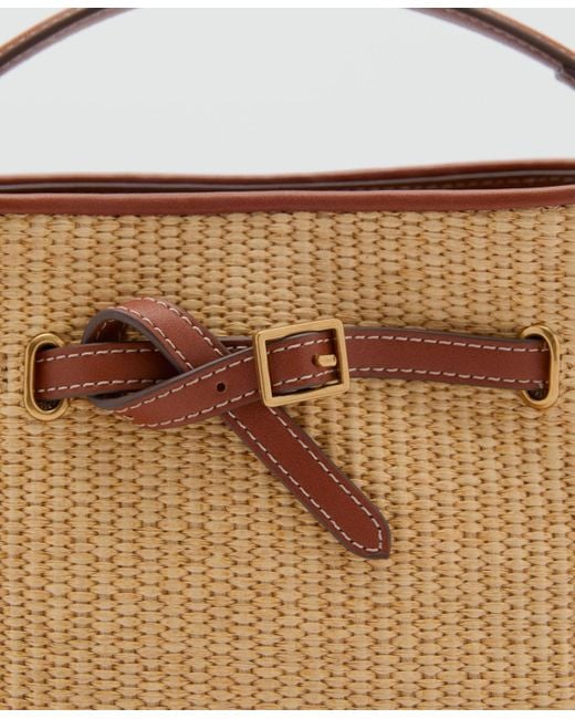 Mango Multicolor Buckle Detail Canvas Bucket Bag