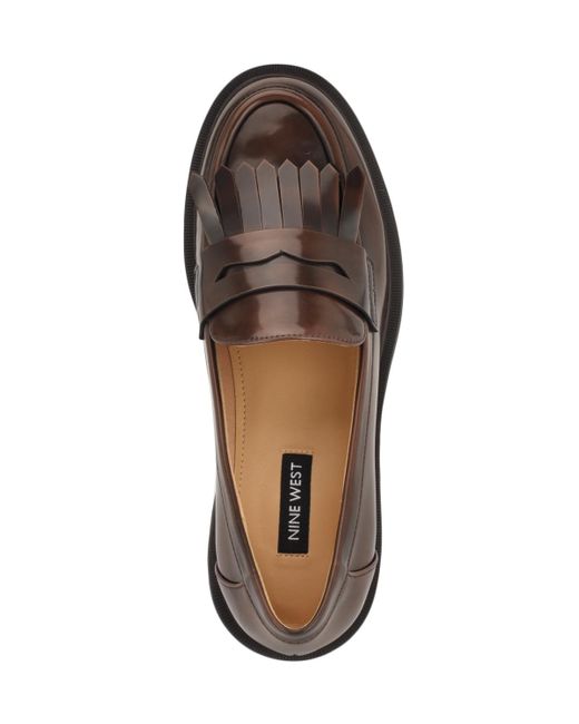 Nine West Brown Missa Lug Sole Penny Loafers
