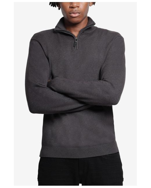 Xray Jeans Gray Quarter Zip Mock Neck Sweater for men