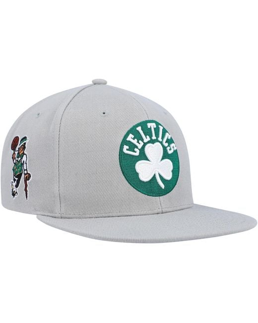 Mitchell & Ness Gray Boston Celtics Side Core 2.0 Snapback Hat for men