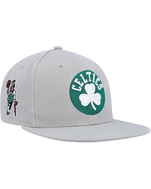 Mitchell & Ness Gray Boston Celtics Side Core 2.0 Snapback Hat for men